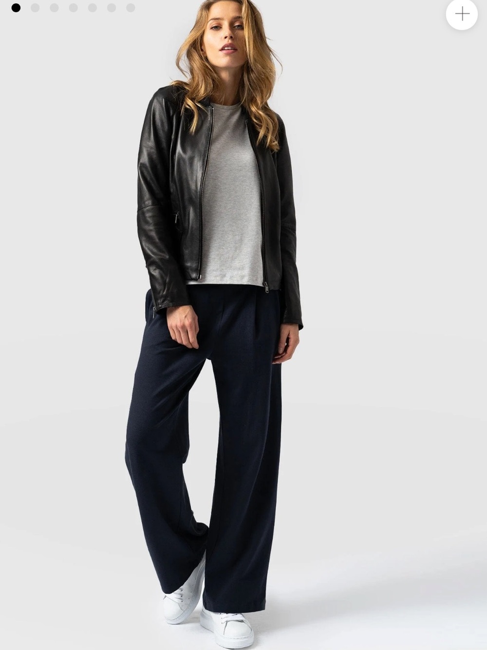 Saint+Sofia Black Loose Stretch Straight-Leg Pants